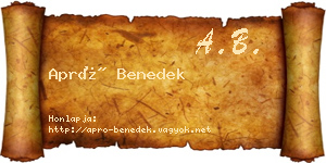 Apró Benedek névjegykártya